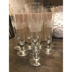 Barware: Pilsner Glasses  (set/8): Toscany Etched Schooner Beer Glasses